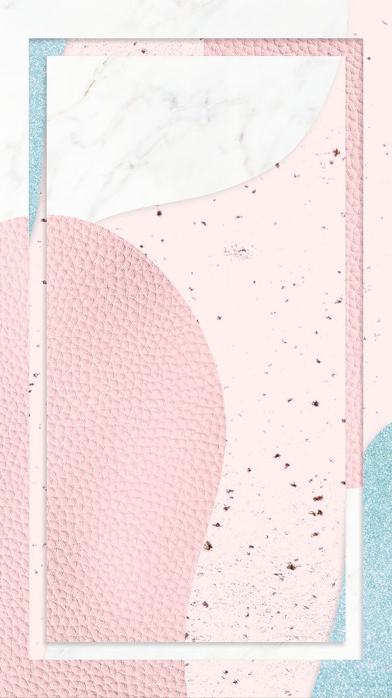 Frame on pink and blue collage textured mobile phone wallpaper illustration