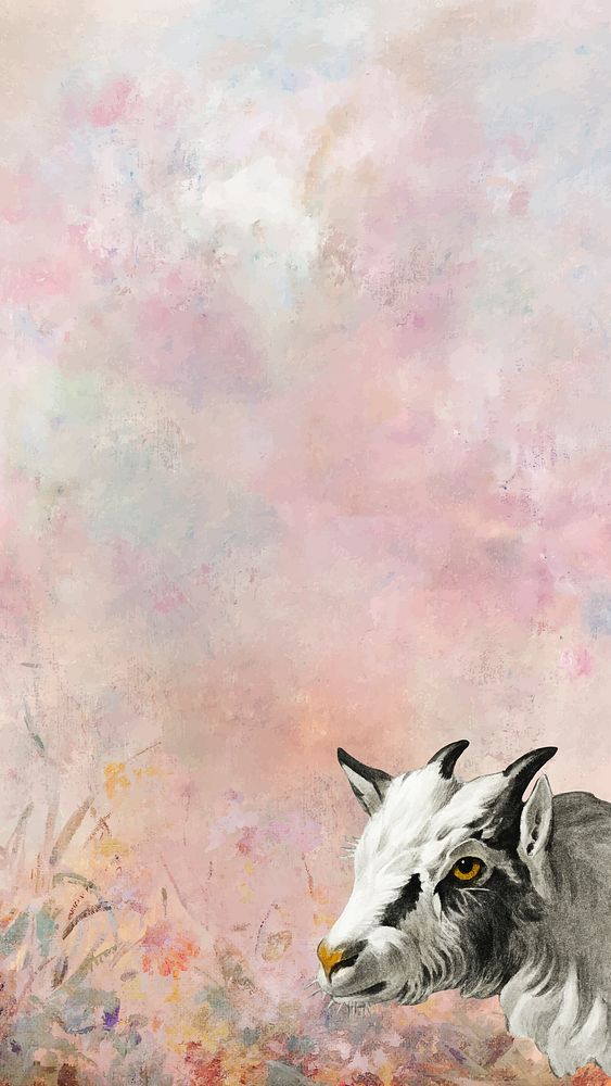 Goat head painting background vector