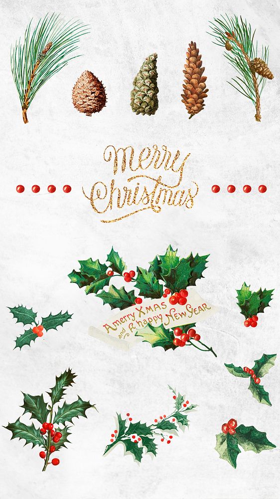 Festive merry Christmas design collection mobile wallpaper