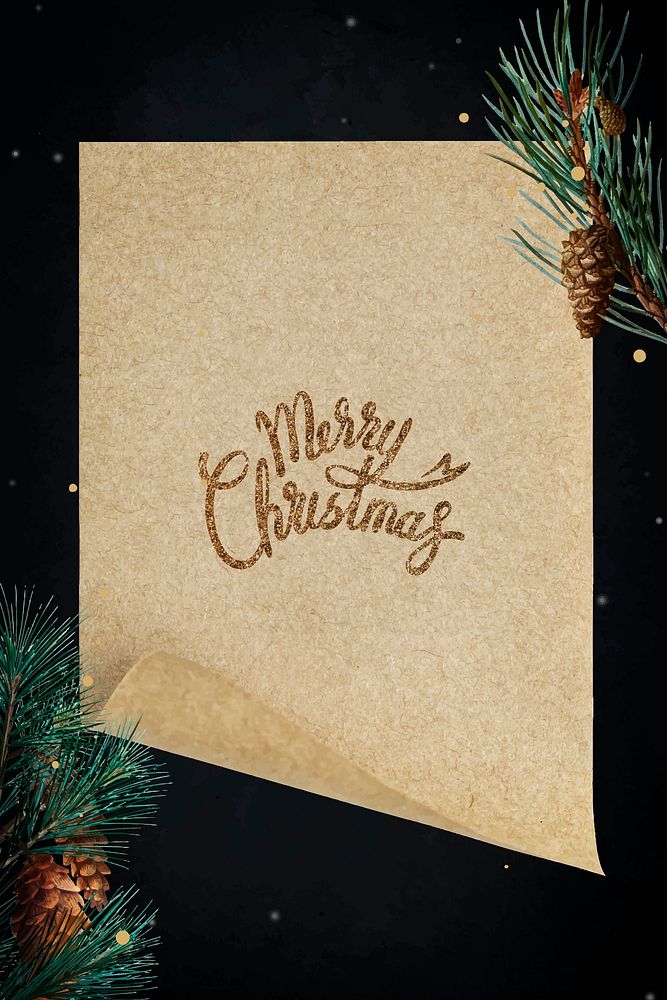 Merry Christmas on a golden paper vector