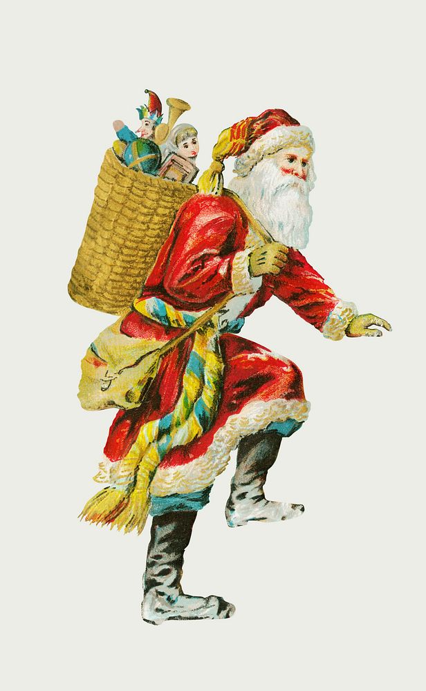 Walking Santa Claus sticker illustration