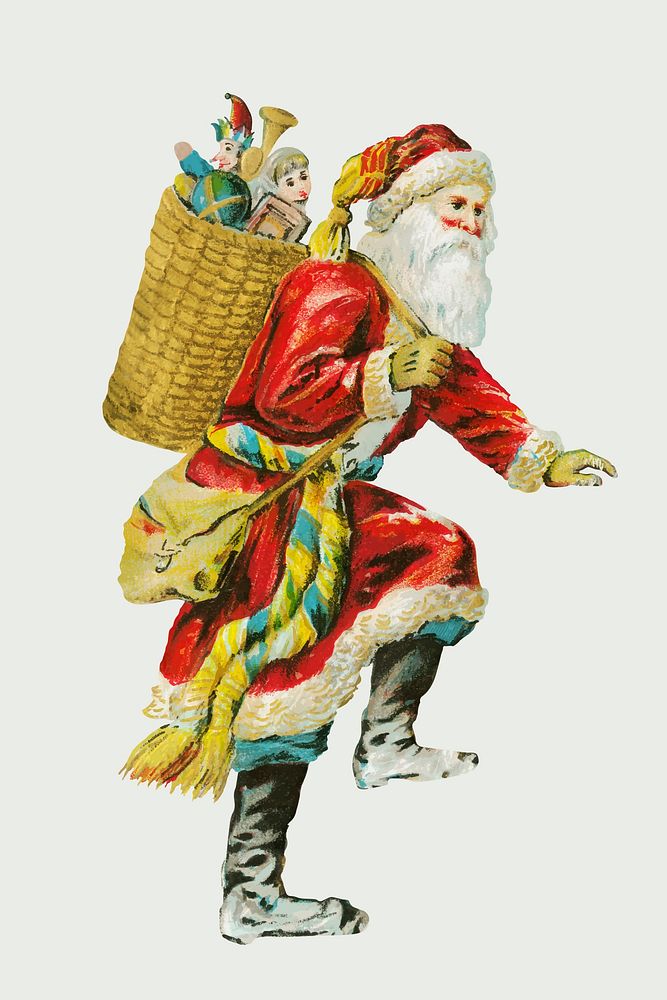 Walking Santa Claus sticker vector