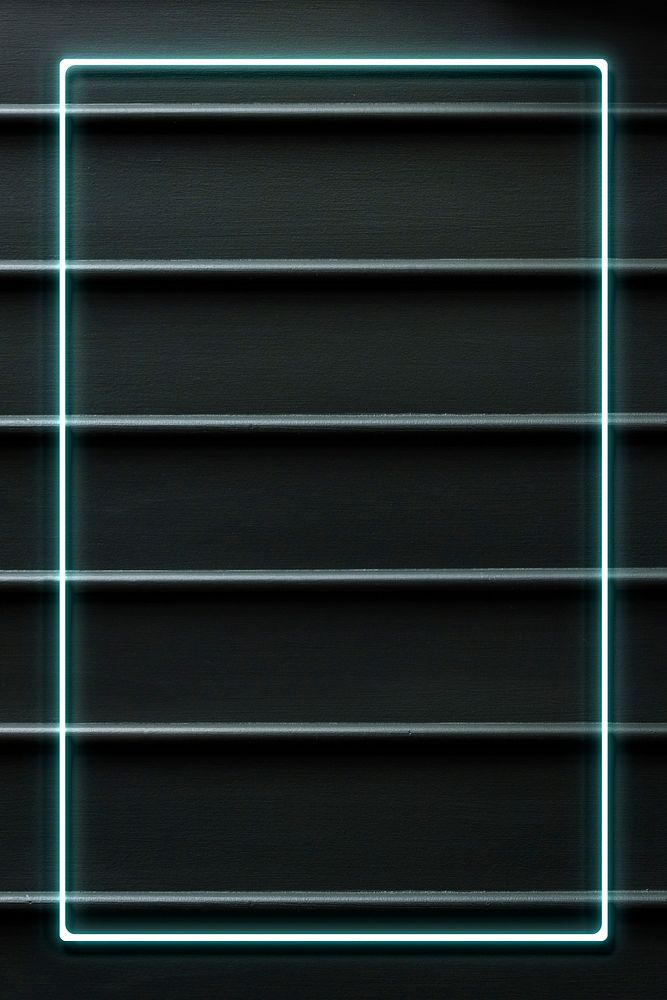 Blue neon frame on lined background illustration