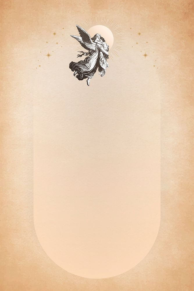 Vintage Christmas guardian angel from the public domain frame design on old brown paper vector