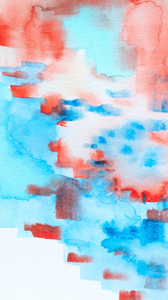 Abstract blue and red watercolor stain texture mobile phone wallpaper