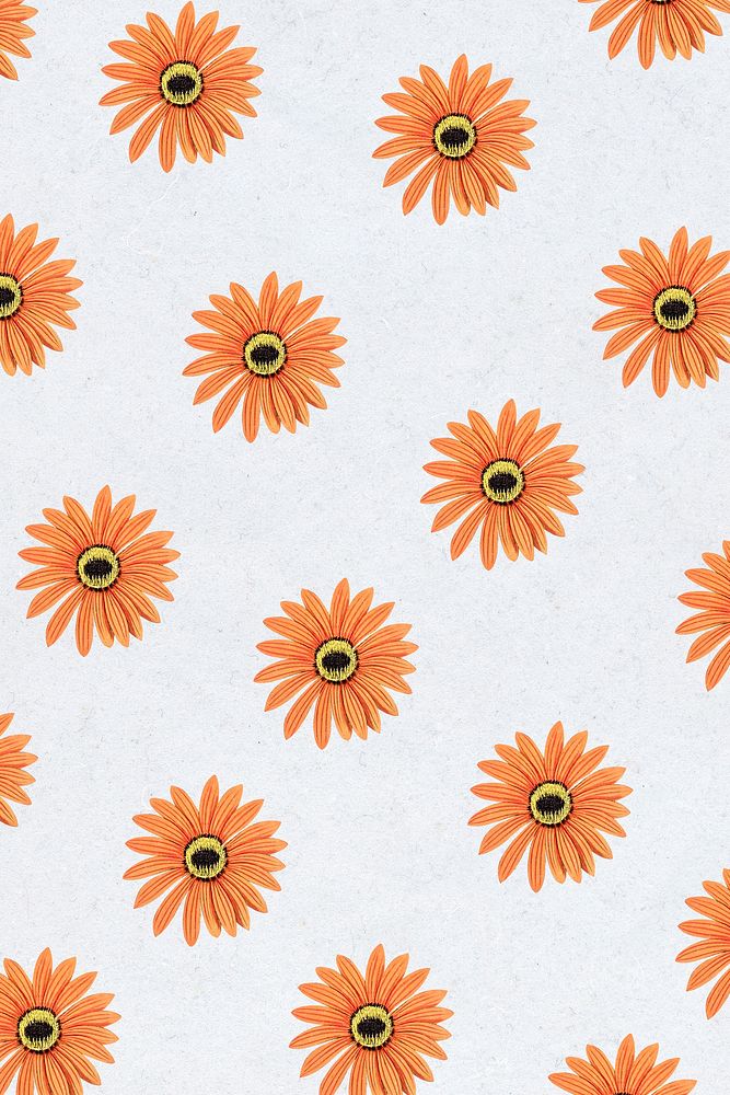 Orange gerbera patterned banner or wallpaper