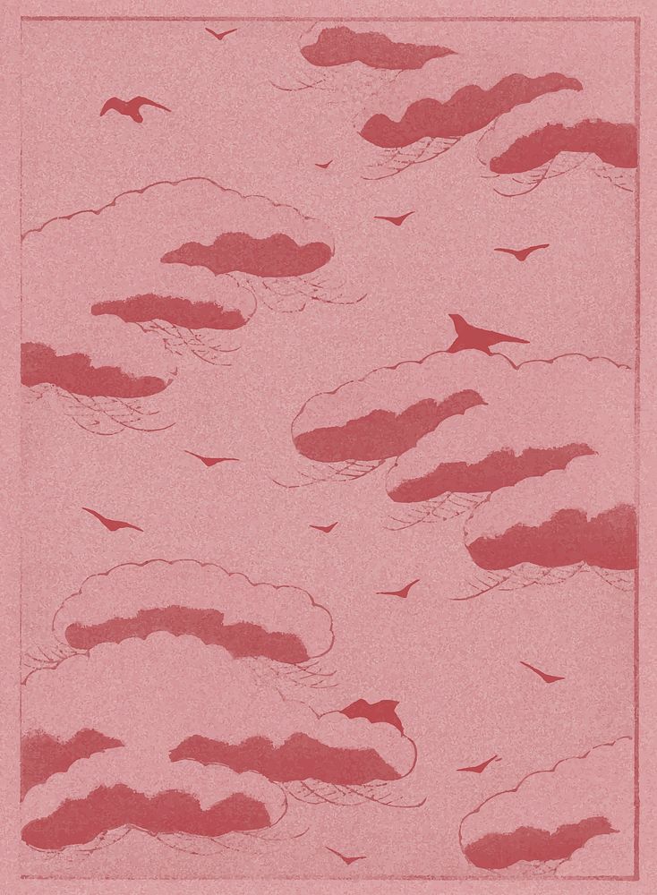 Pink cloudy sky vector, remix from original painting