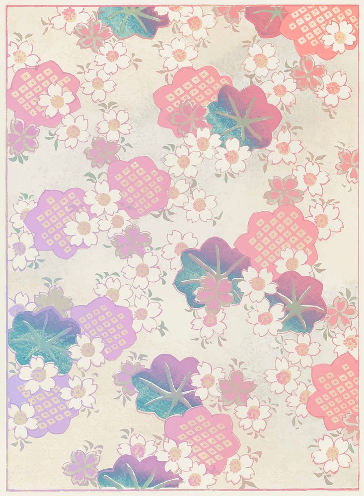Pastel floral pattern vintage vector, remix from original artwork.