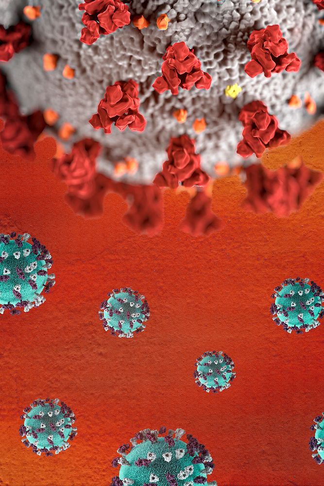Coronavirus cells under the microscope background
