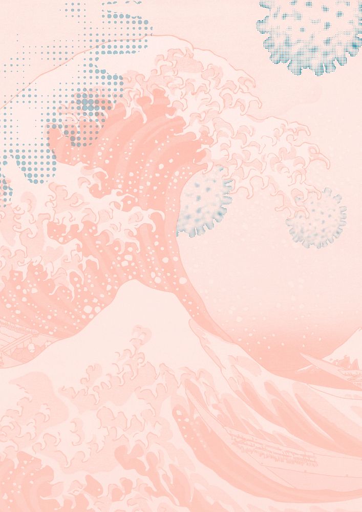 Hokusai's The Great Wave off Kanagawa with coronavirus outbreak background