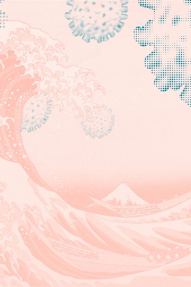 Hokusai's The Great Wave off Kanagawa with coronavirus outbreak background