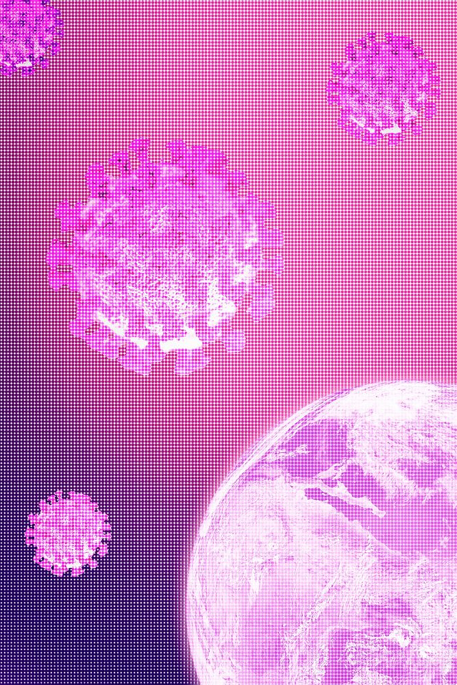Planet earth against coronavirus pink background