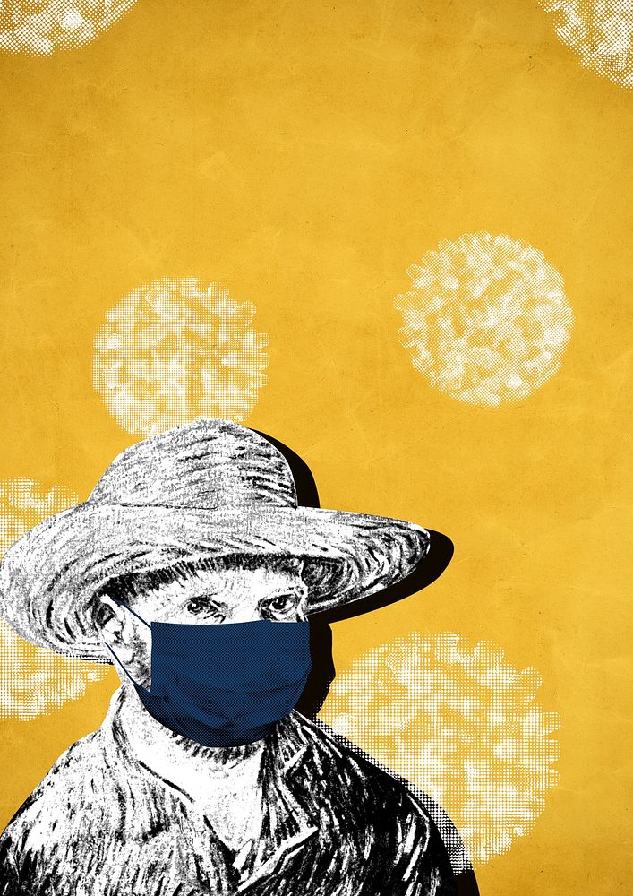 Vincent Van Gogh wearing a face mask during the coronavirus pandemic public domain remix 