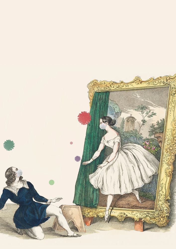 Vintage advertisement for a ballet "Des Malers Traumbild" featuring Fanny El&szlig;ler during coronavirus outbreak…