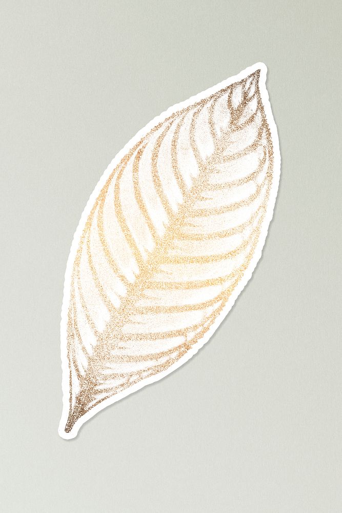 Shimmering golden tiger plant sticker design resource