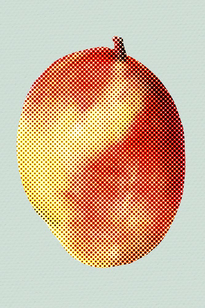 Halftone red mango sticker design element