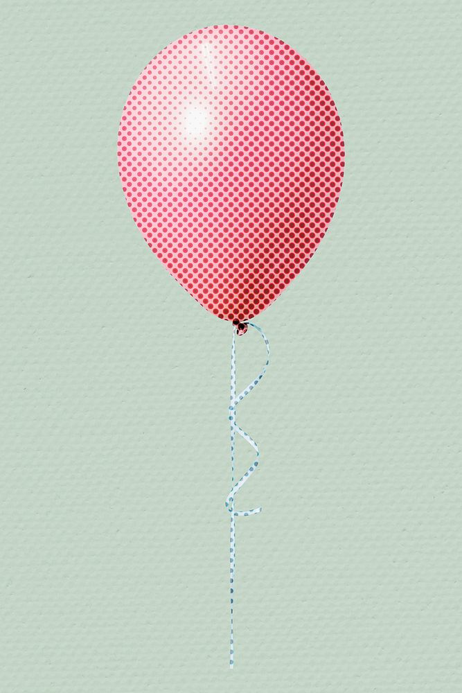 Halftone pink oval shaped balloon sticker design element