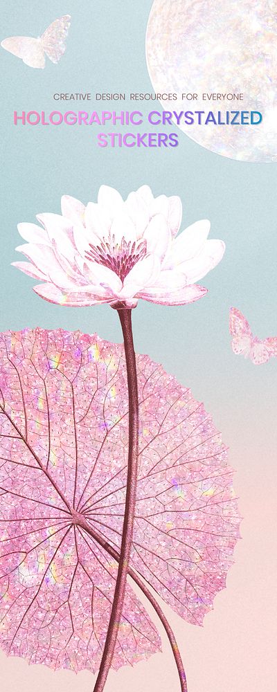 Pink holographic water lily banner
