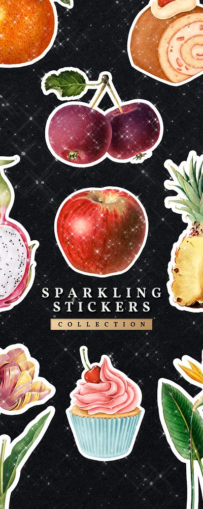 Sparkling sticker collection banner