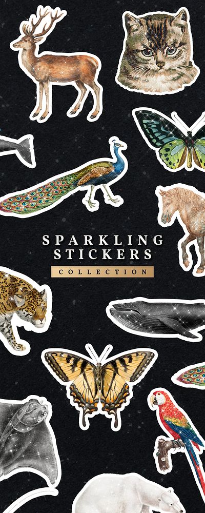 Sparkling animal sticker collection banner
