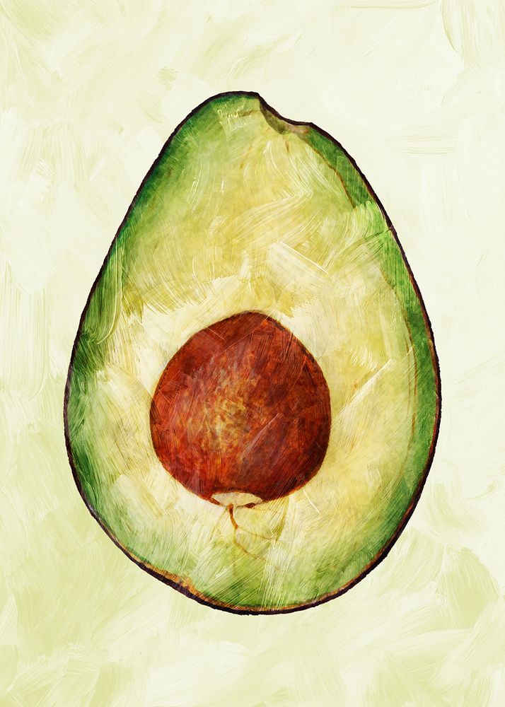 Hand drawn half of avocado fruit design element