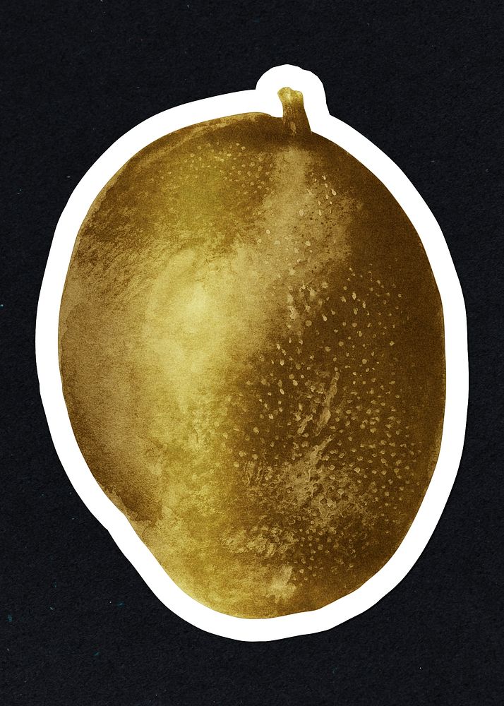 Gold mango sticker with a white border