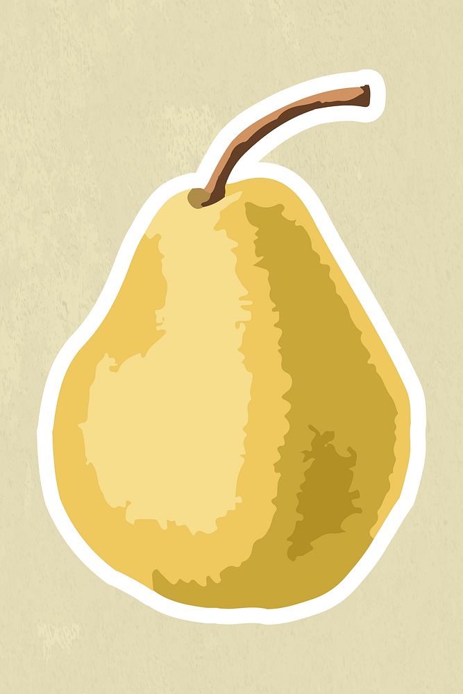 Vectorized pear sticker overlay with white border design resource