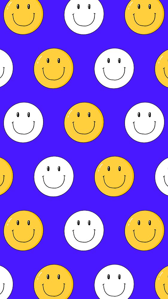 Yellow smiley patterned mobile wallpaper
