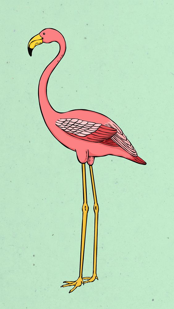 Hand drawn pink flamingo psd