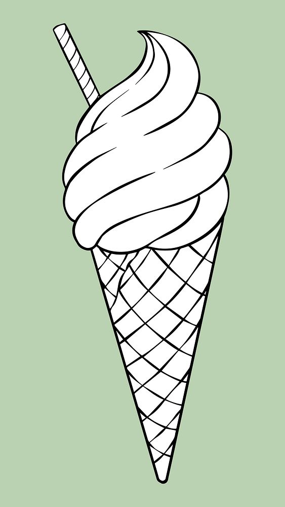 Vector vintage ice cream black and white clipart