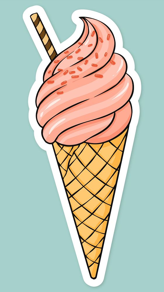 Cartoon sticker ice cream hand drawn clipart