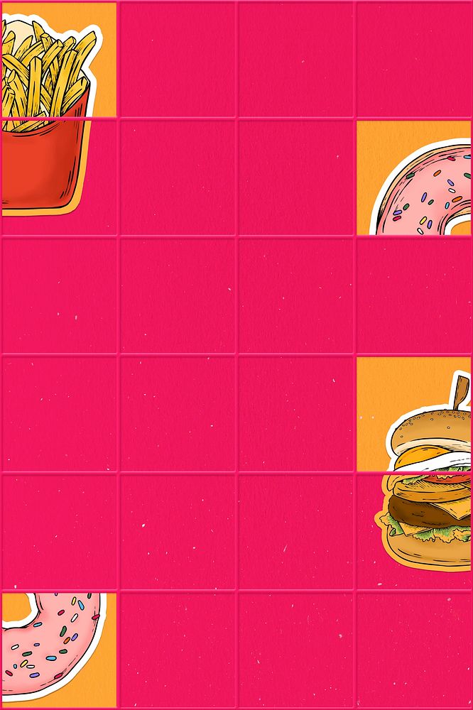 Decorative fast food icon on pink design background