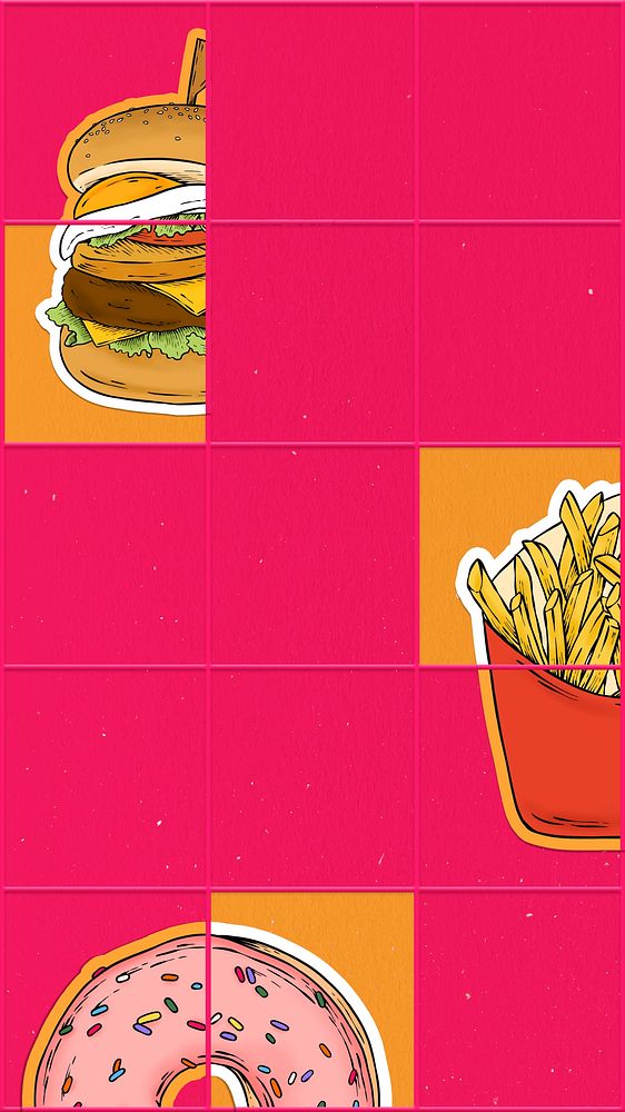 Decorative fast food icon on pink design background