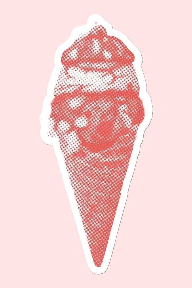 Old trashed toys in an ice cream cone sticker design element