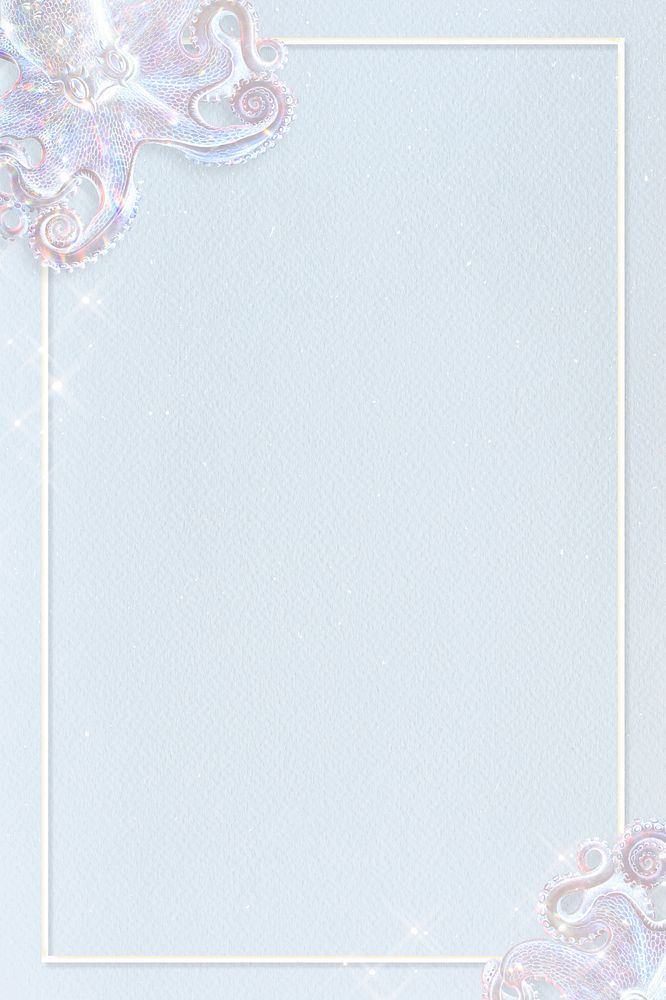 Rectangle white frame on a holographic octopus patterned background