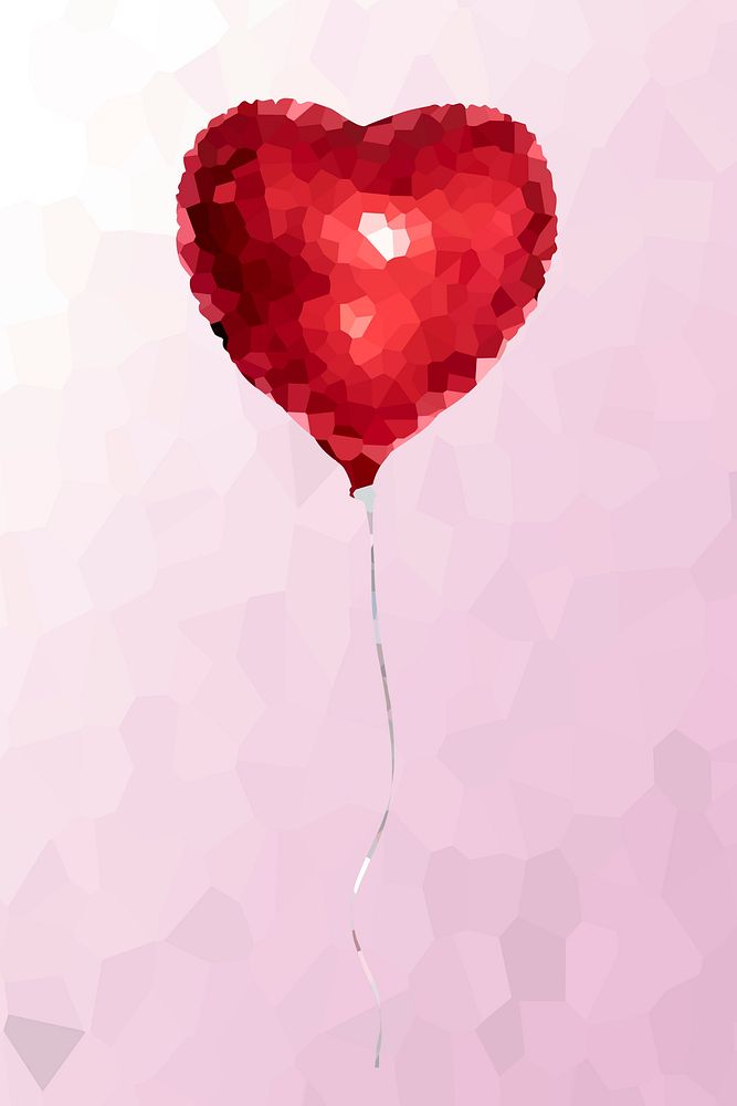 Crystallized style heart-shaped balloon illustration design element