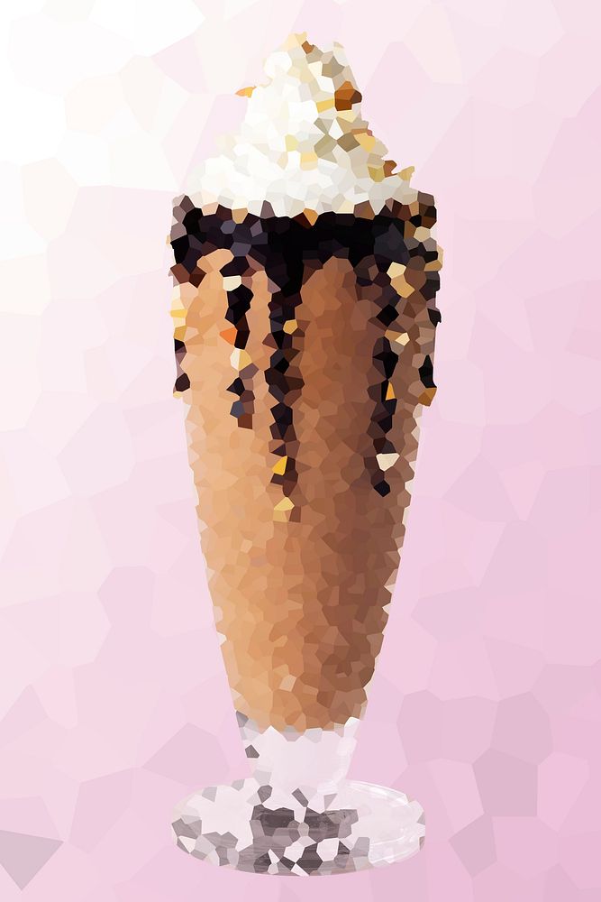 Crystallized style chocolate milkshake illustration design element