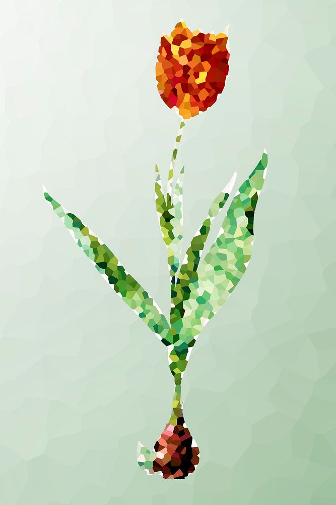 Crystallized tulip flower illustration