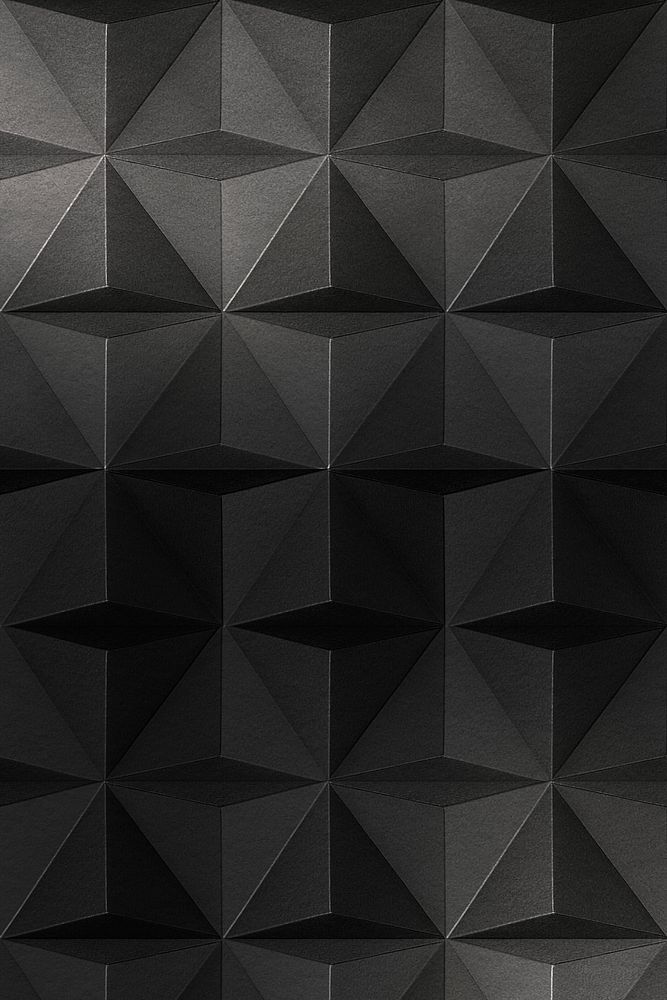 3D dark gray paper craft tetrahedron patterned background