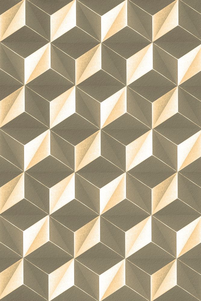 3D gold paper craft tetrahedron patterned background