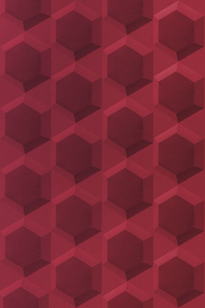 Red paper craft hexagon patterned background