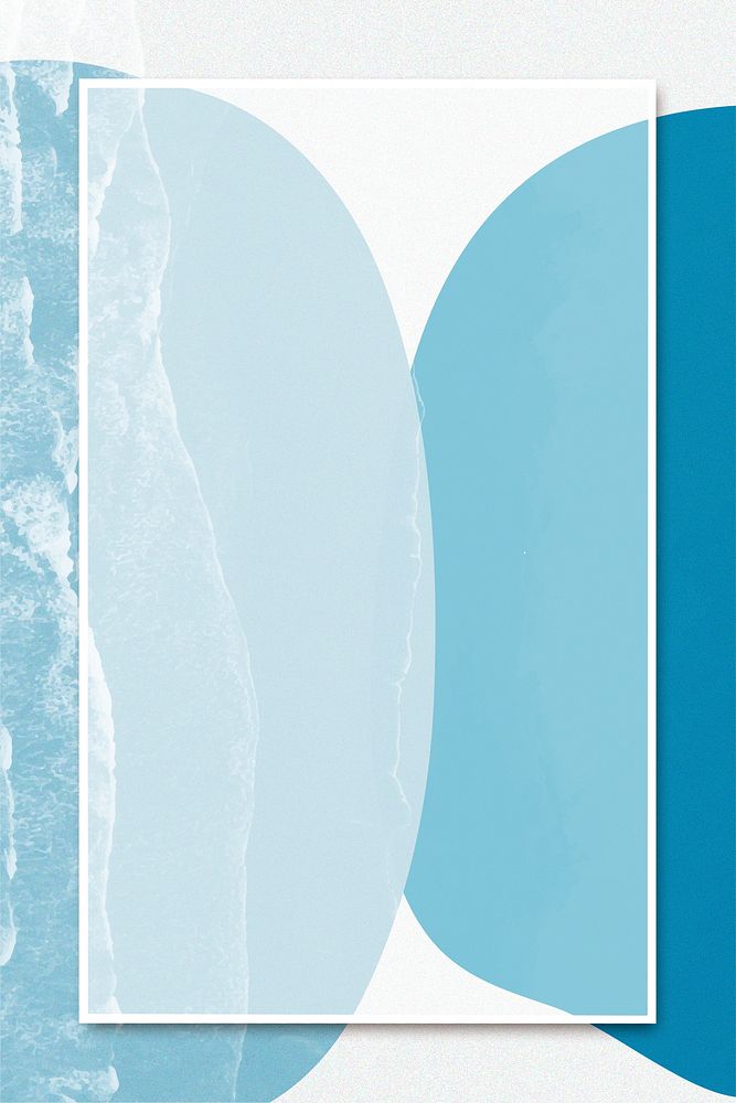 White standing rectangular frame psd on blue wavy texture illustration
