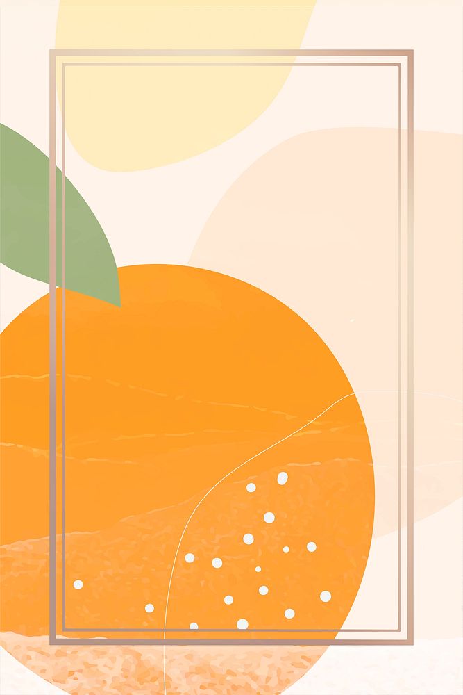 Gold frame psd with an orange illustration