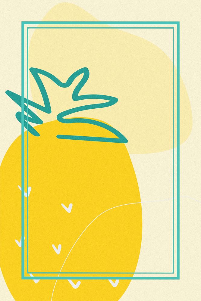 Tropical frame with a pineapple on yellow illustration