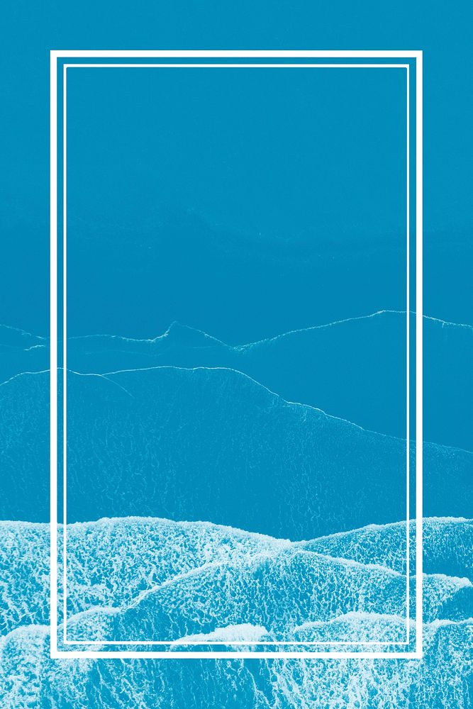 Rectangular frame psd on blue wavy texture illustration
