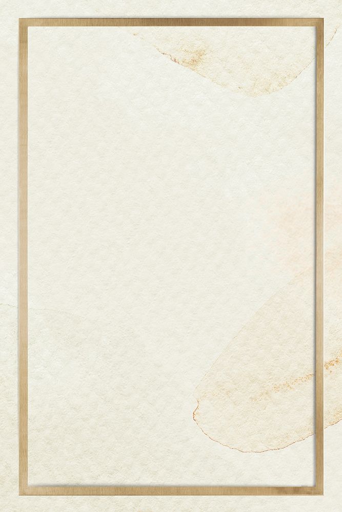 Wooden frame on a beige watercolor textured background