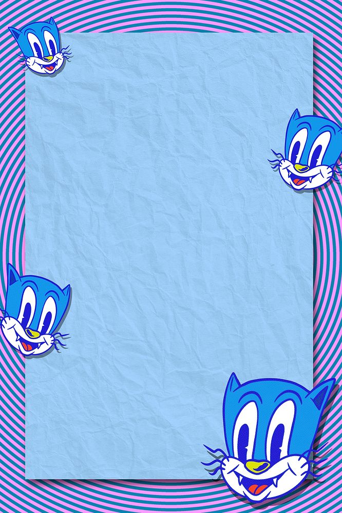 Blue cat cartoon frame design resource