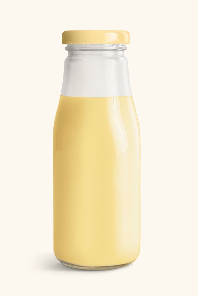 Fresh banana milk in a glass bottle mockup