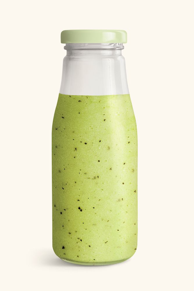 Kiwi smoothie in a glass bottle mockup 