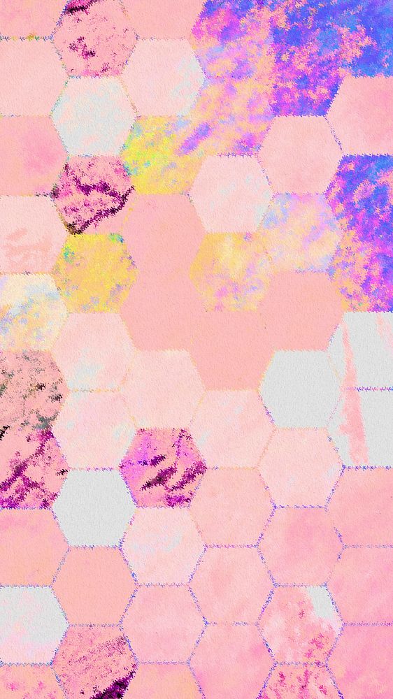 Hexagon pink marble tiles patterned mobile wallpaper